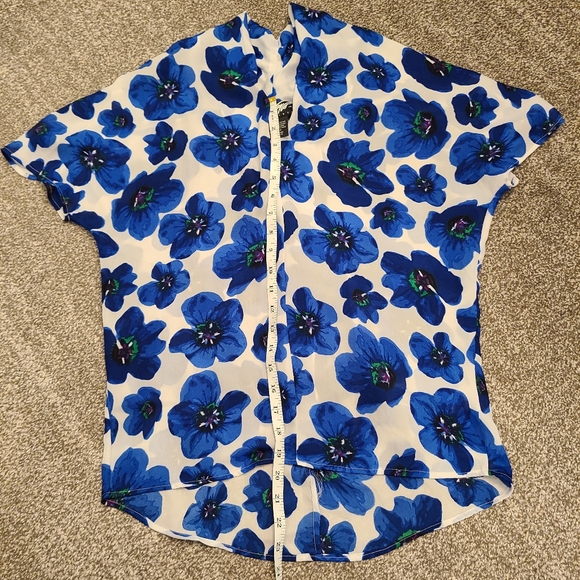 Lord & Taylor Royal Blue Floral Flower Blouse Top - Picture 6 of 6